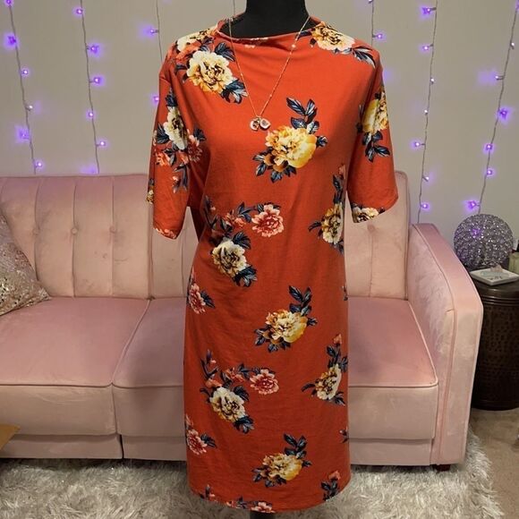 Plus Size Orange Floral Dress From Rue21 Size 4X - Picture 1 of 7